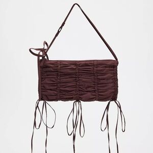 Zara Dark Brown Ruched Shoulder Bag